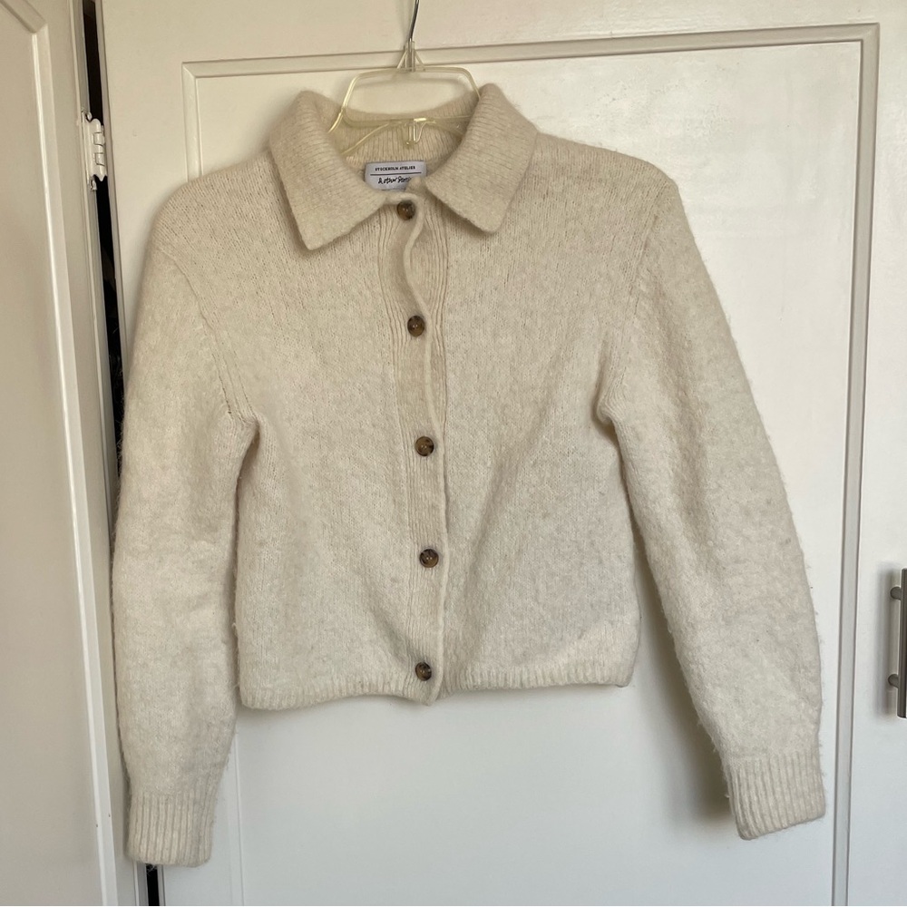 & Other Stories Cream Wool Cardigan with Collar